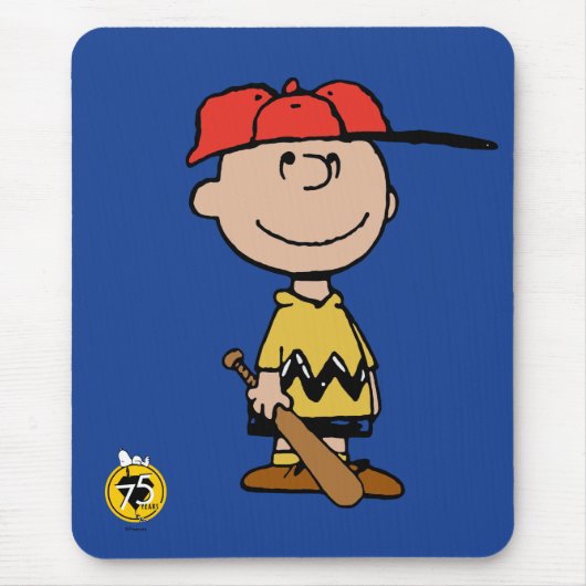 Erdnüsse | Charlie Brown Baseball Smile Mousepad (Vorne)