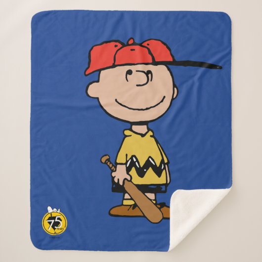 Erdnüsse | Charlie Brown Baseball Smile Sherpadecke (Vorderseite)