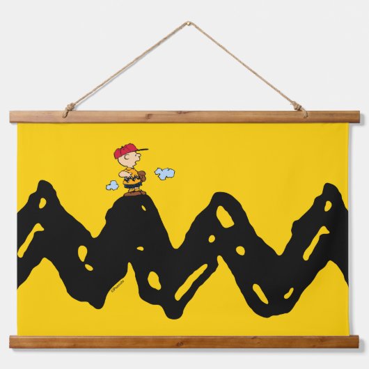 Erdnüsse | Charlie Brown Baseball Wandteppich Mit Holzrahmen (Vorne)
