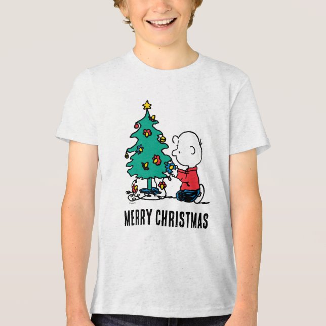 Erdnüsse | Charlie Brown Christmas Lights Tri-Blend Shirt (Vorderseite)