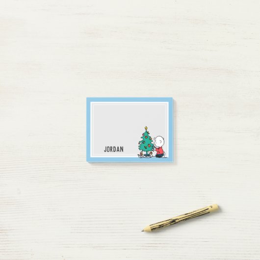 Erdnüsse | Charlie Brown Christmas | Name hinzufüg Post-it Klebezettel (Auf Schreibtisch)