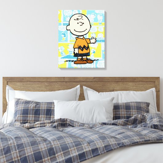 Erdnüsse | Charlie Brown Comic Pattern Leinwanddruck (Insitu (Schlafzimmer))
