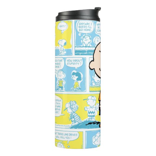 Erdnüsse | Charlie Brown Comic Pattern Thermosbecher (Nach links gedreht)