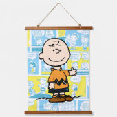 Erdnüsse | Charlie Brown Comic Pattern Wandteppich Mit Holzrahmen (Vorderseite)
