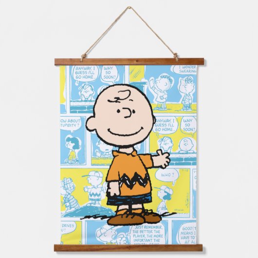 Erdnüsse | Charlie Brown Comic Pattern Wandteppich Mit Holzrahmen (Vorderseite)