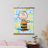 Erdnüsse | Charlie Brown Comic Pattern Wandteppich Mit Holzrahmen (Schlafzimmer)