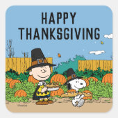 Erdnüsse | Charlie Brown Erntedank Quadratischer Aufkleber (Vorderseite)