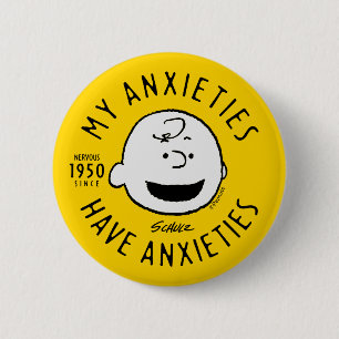 Erdnüsse   Charlie Brown Nervous seit 1950 Button