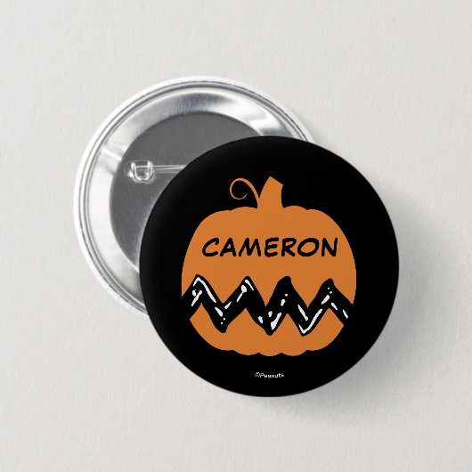 Erdnüsse | Charlie Brown Orange Pumpkin Button (Vorne & Hinten)