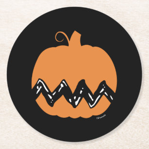 Erdnüsse   Charlie Brown Orange Pumpkin Runder Pappuntersetzer