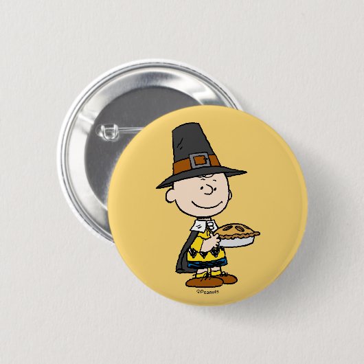 Erdnüsse | Charlie Brown Pilgrim Button (Vorne & Hinten)