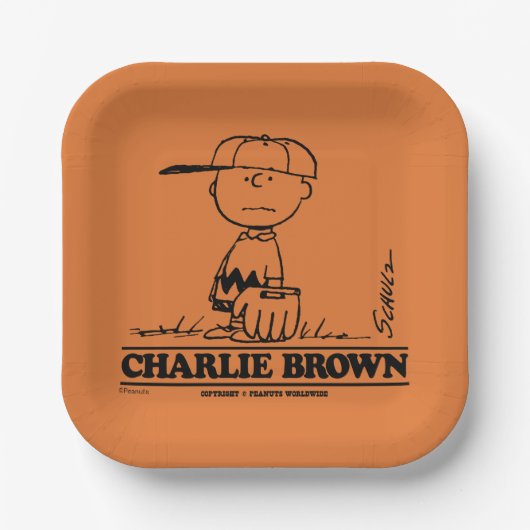 Erdnüsse | Charlie Brown Playing Ball Pappteller (Vorderseite)