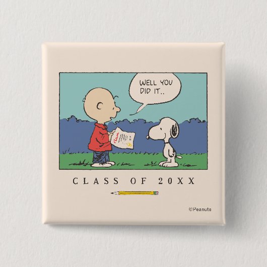 Erdnüsse Charlie Brown Snoopy Na Du Hast Es Gescha Button (Vorderseite)