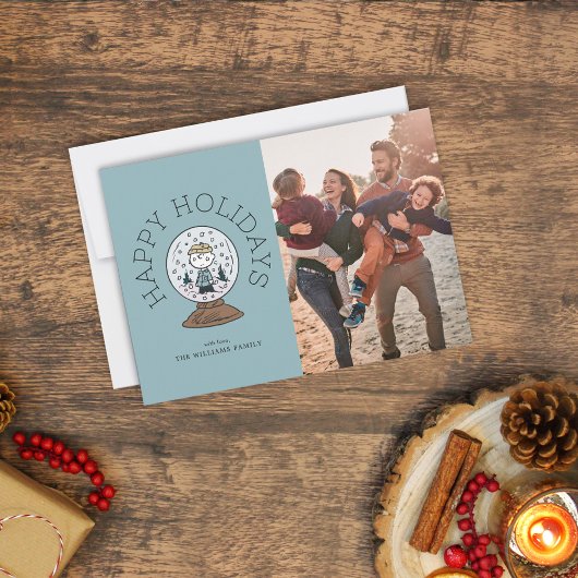 Erdnüsse | Charlie Brown Snow Globe Feiertagskarte