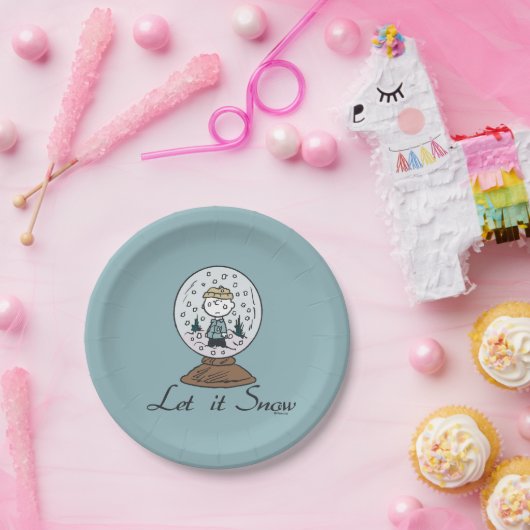 Erdnüsse | Charlie Brown Snow Globe Pappteller (Party)