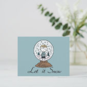 Erdnüsse | Charlie Brown Snow Globe Postkarte (Stehend Vorderseite)