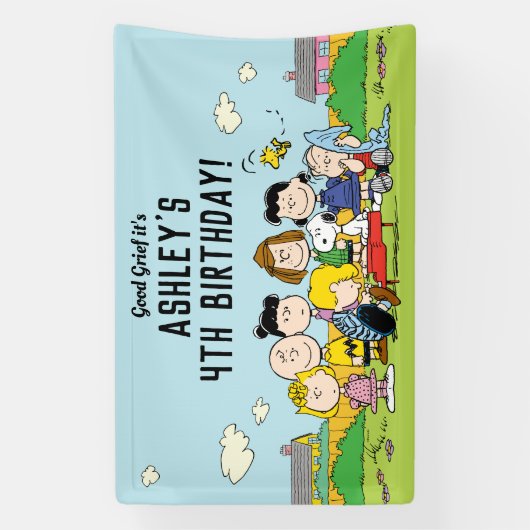 Erdnüsse | Charlie Brown und Gang Birthday Banner (Vertikal)
