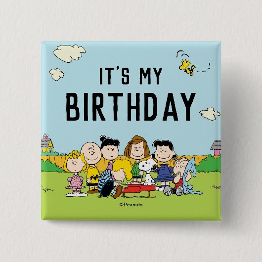 Erdnüsse | Charlie Brown und Gang Birthday Button (Vorderseite)