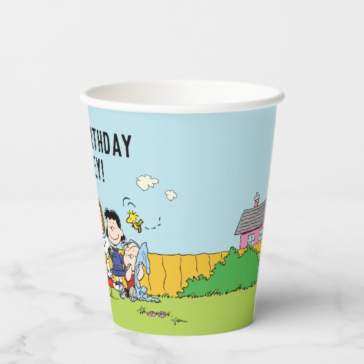 Erdnüsse | Charlie Brown und Gang Birthday Pappbecher (Rückseite)