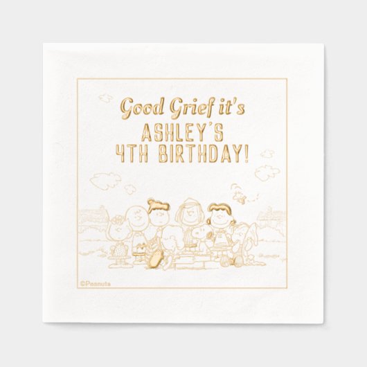 Erdnüsse | Charlie Brown und Gang Birthday Servietten Mit Folie (Vorderseite)