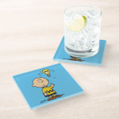 Erdnüsse | Charlie Browns Idee einer Glühbirne Glasuntersetzer (Schrägansicht)