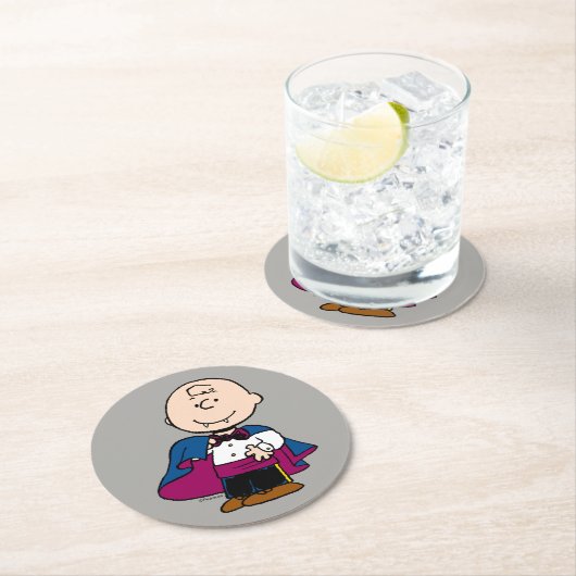 Erdnüsse | Count Charlie Brown Runder Pappuntersetzer (Vor Ort)