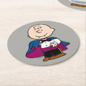 Erdnüsse | Count Charlie Brown Runder Pappuntersetzer (Angewinkelt)