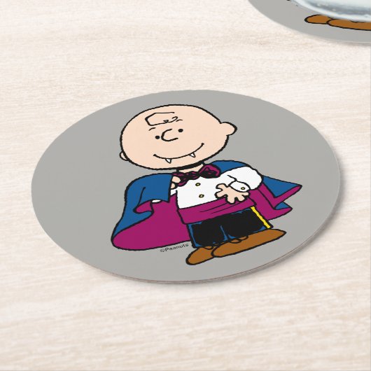 Erdnüsse | Count Charlie Brown Runder Pappuntersetzer (Angewinkelt)