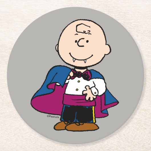 Erdnüsse | Count Charlie Brown Runder Pappuntersetzer (Vorderseite)