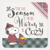 Erdnüsse | Das ist die Jahreszeit gemütlich zu sei Quadratischer Aufkleber (Vorderseite)