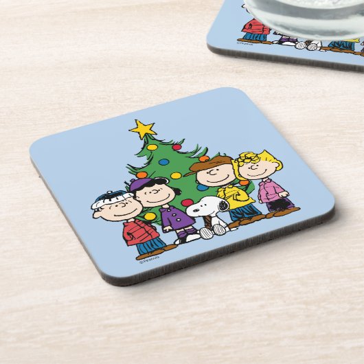 Erdnüsse | Die Gang um den Weihnachtsbaum Getränkeuntersetzer (Linke Seite)