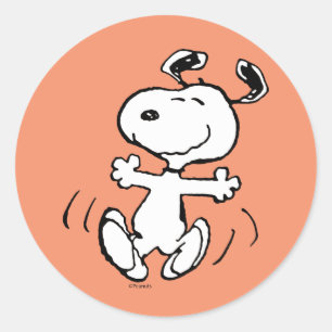 Erdnüsse   Ein Snoopy Happy Dance Runder Aufkleber