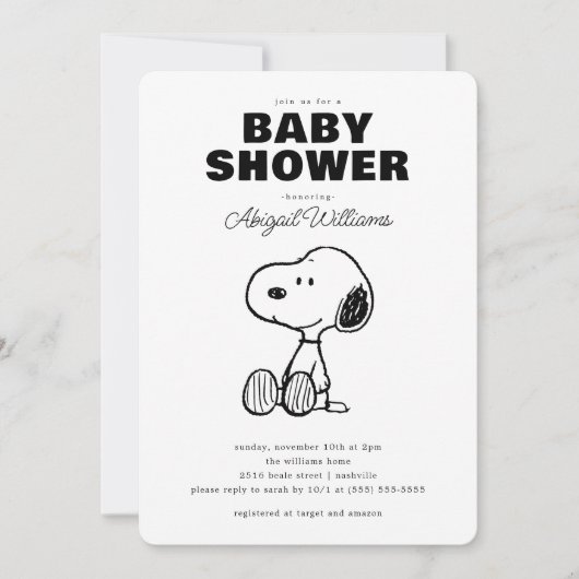 Erdnüsse | einfache Snoopy Baby Dusche Einladung (Vorderseite)