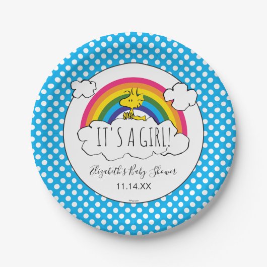 Erdnüsse | Es ist eine Mädchen-Babydusche Pappteller (Vorderseite)