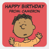 Erdnüsse | Franklin Look | Happy Birthday Quadratischer Aufkleber (Vorderseite)