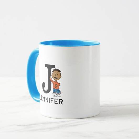 Erdnüsse | Franklin Name & Monogram J Tasse (Vorderseite Links)