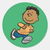 Erdnüsse | Franklin Running Runder Aufkleber (Vorderseite)