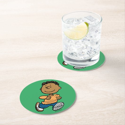 Erdnüsse | Franklin Running Runder Pappuntersetzer (Vor Ort)