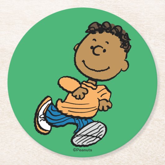 Erdnüsse | Franklin Running Runder Pappuntersetzer (Vorderseite)