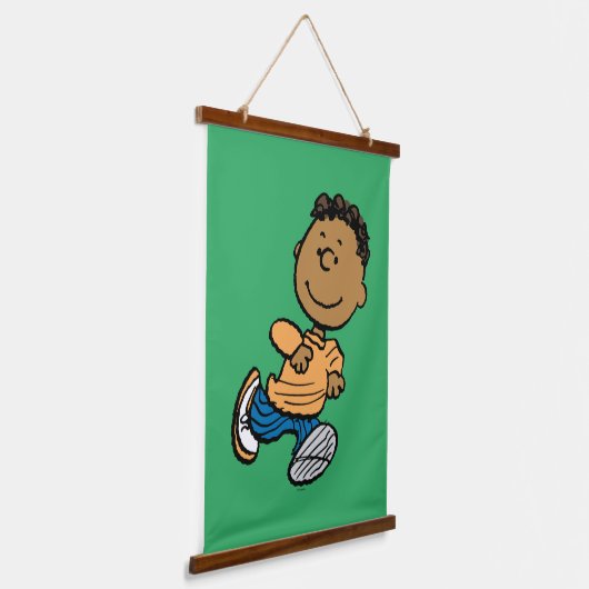 Erdnüsse | Franklin Running Wandteppich Mit Holzrahmen (Gewinkelt)