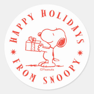 Erdnüsse   Frohe Feiertage von Snoopy Runder Aufkleber