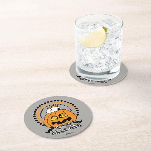 Erdnüsse | Frohe Halloween Runder Pappuntersetzer (Vor Ort)