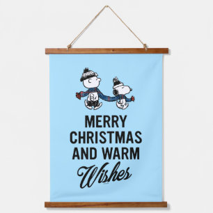 Erdnüsse Frohe Weihnachten Snoopy & Charlie Brow Wandteppich Mit Holzrahmen