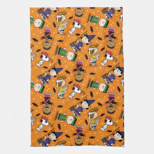 Erdnüsse | Fröhliches Halloween-Muster Geschirrtuch (Vertikal)