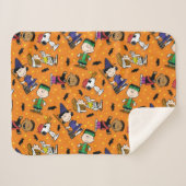 Erdnüsse | Fröhliches Halloween-Muster Sherpadecke (Vorderseite (Horizontal))