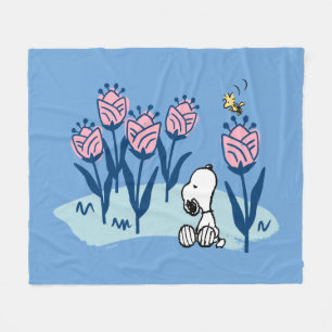 Erdnüsse Garten mit Snoopie und Holzblumen Fleecedecke