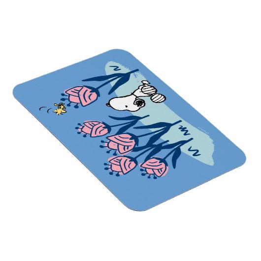 Erdnüsse | Garten mit Snoopie und Holzblumen Magnet (Rechte Seite)