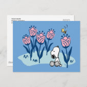 Erdnüsse | Garten mit Snoopie und Holzblumen Postkarte (Vorne/Hinten)