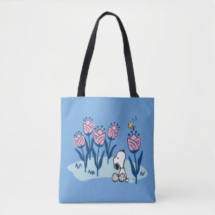Erdnüsse   Garten mit Snoopie und Holzblumen Tasche