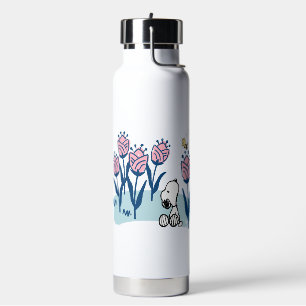 Erdnüsse Garten mit Snoopie und Holzblumen Trinkflasche